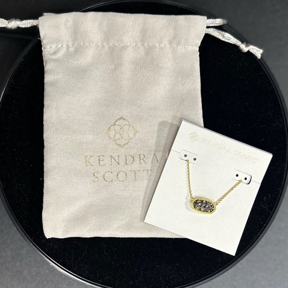Kendra Scott Elisa Filigree Gunmetal and Gold Pendant Necklace NWT